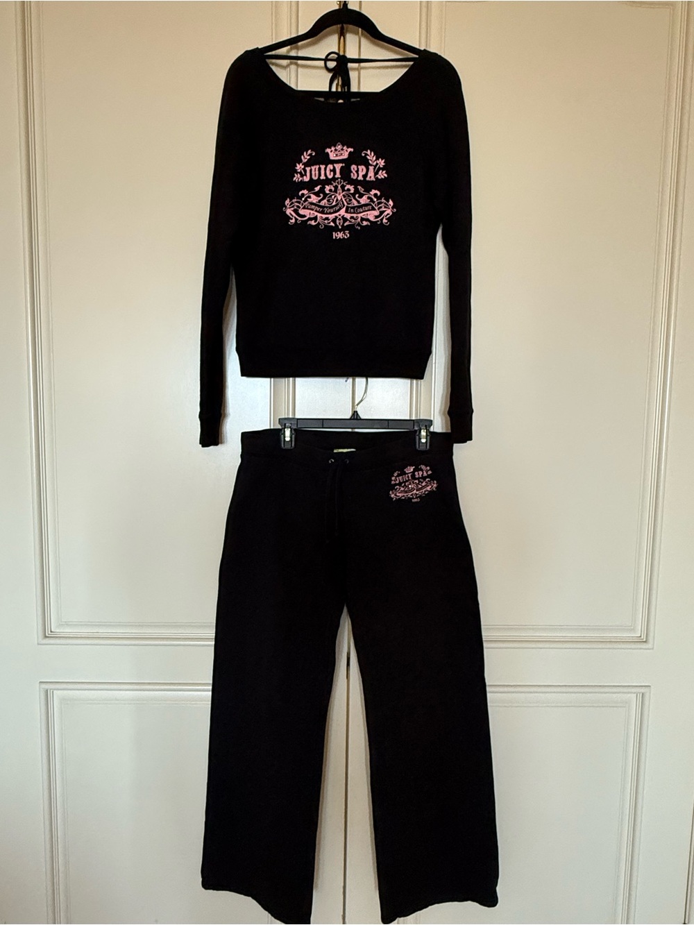 Vintage Juicy Couture Y2K Juicy Spa Rhinestone Sweatsuit Set L USA